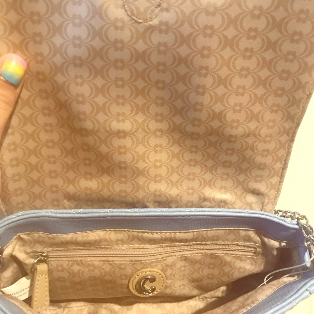 Light blue cross body hand bag